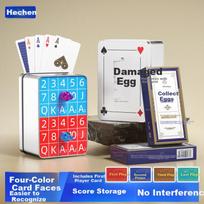 Hechen Four-Color Narrow Edition Long Scorekeeper Playing Cards Set with Iron Storage Box for Guandan Game