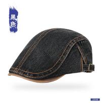Unisex Vintage Washed Denim Beret Cap With Adjustable Band Fall Winter Wear Cotton Artist Hat Men Women M 56-59 cm juoda