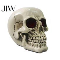 Realistic Human Skull Replica Resin Figurine, Head Model, Spooky Halloween Gothic Style Interior Accents Statue for Indoor Fireplace Kitchen
