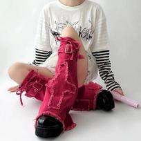 Y2K Style Cotton Leg Warmers Women Teens Black Blue Pink Cross Design Mid-Calf Sock Covers One Size High-Quality Leg Warmers