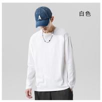 Solid Color Combed Cotton Crew Neck Long Sleeve Loose Mens Casual T Shirt Inner Top M balta