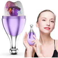 Ice Roller for Face and Eyes, Reusable Silicone Ice Mold Massager, 2 in 1 Cube and Spray, Purple