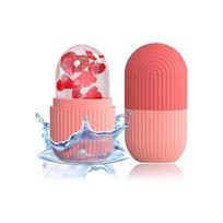 Face Ice Roller for Puffy Face and Eyes, Reusable Silicone Cooling Facial Massager Pink