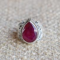 Ruby Ring, Red Gemstone Ring, 925 Sterling Silver Ring, Designer Teardrop Ring, Gift for Mother, Solitaire Ring, Handmade Ring 15
