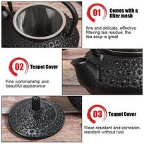 Raindrop Cast Iron Teapot Hammered Texture Loose Leaf Tea Kettle Tea Kettle Boiler  For Home