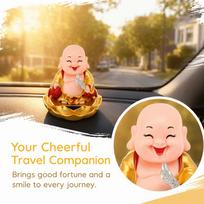 3.74x4.13in Light Sensing Nodding Maitreya Buddha  Office Desktop Decoration auksas