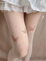 1 Pc Butterfly Print Skin-Tone Pantyhose Women Ultra-Thin Style Pure Sexy Vibe Suitable For Valentine'S Day Dates, 520 Confessio One Size