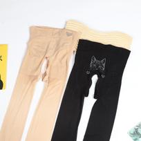 Any Cut Anti-Slip Open Crotch Cat Paw Stockings Summer Ultra-Thin Invisible Durable Tummy Control Bare Leg Artifact Crotchless S One Size