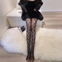 Women Fashion Heart Fishnet Tights Sheer Sexy Ladder Stockings Punk Goth Pantyhose Hosiery L