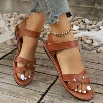 New Style Flat-bottom Shoes with Velcro Fastening for Breathability - Beach-style Women's Sandals 36