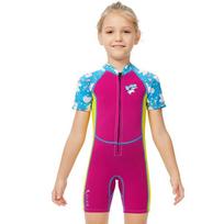 2.5mm Neoprene Kids Girls Full Wetsuit Short Sleeve Surfing Diving Swimming Warmth Protection Small