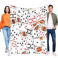 Classic Playing Cards Flannel Blanket Soft Cozy Throw for Bed Sofa Couch Casino Poker Game Lover Gift Home Decor Size: 75*100cm, Weight: 230 GSM
