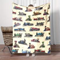 Three-Dimensional Steam Train Print Art Blanket - Soft All-Season Multi-Purpose Throw for Sofa, Bed, Travel, Office & Gift Size: 75*100cm, Weight: 230 GSM