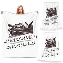 Bombardiro Crocodilo Meme Italian Brainrot Blanket Soft Warm Flannel Throw Blanket Plush for Bed Living room Picnic Travel Home Size: 75*100cm, Weight: 230 GSM