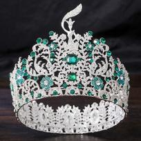 Baroque Large Round Diadem Bridal Crown Pageant Miss Tiaras Headdress Bride Wedding Dress Hair Jewelry Accessories gray