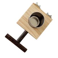Wood Bird Standing Perch Birdcage Feeder Bowl Parrots Cage Entertainment Parrot Stand Perch Food Water Feeding Bowl A