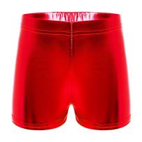 Girls Jazz Dance Performance Costume Metallic Shiny Shorts Unisex Elastic Waistband Boxer Shorts 14-15 Years raudona