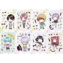 8 Sheets Cartoon KPop Demon Hunters Stickers Puzzle DIY Make A Facial Sticker Collection Humorous Assemble Jigsaw Stickers Instructive Playthings