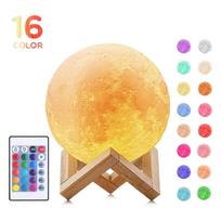 Moon light, 16 colors with wooden stand, remote control, USB charging