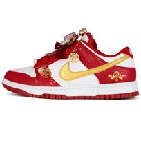 Nike Dunk Nike Wedding Shoes Couple Abrasion Resistant Lightweight Low top Skateboard Shoes Unisex Red Gold DD1391-002(Team562-) 40