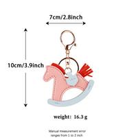 Hui Ming High-End PU Leather Rocking Horse Keychain Pendant - Versatile Pony Accessory rožinė