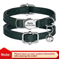 Custom Cat Collar PU Leather Cats Collars Necklace Safety Breakaway Pet Kitten Puppy Collars Anti-lost for Cats Free Engraved (as the picture,20-30 cm)