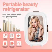 20L Portable Mini Skincare Fridge With Dimmable LED Makeup Mirror AC DC Cooler Warmer