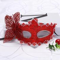 Luxury Venetian Masquerade Mask Women Girls Sexy Fox Eye Mask Butterfly Mask For Fancy Dress Christmas Halloween Party Sequin Mask raudona
