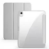 For IPad A16 Case 11th Generation 11inch 2025, IPad 10th 10.9inch 2022 Transparent Back Cover Shell Tri-fold Stand with Pen Hold iPad A16 11th 2025 pilka spalva