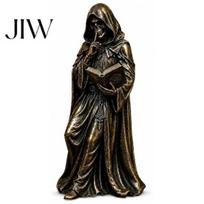 Gothic Library Decor Grim Reaper Bookshelf Statue, Dark Academia Shelf Decor, Vintage Spooky Occult Desktop Halloween Home Accents Figurine, B