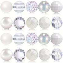 20pcs Vibrant Chunky Beads - Acrylic Rhinestone Pearls in Assorted Colors & Patterns for DIY Crafts, Jewelry Making, Keychains & Pen Decorations, balta