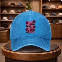 Tulip Floral Print Baseball Cap Casual Snapback Fashion Hat Adjustable Outdoor Leisure Cap for All Seasons Ideal for Trave 1pc