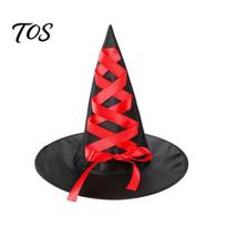 Halloween Costume Accessories Witch Hat, Reusable Oxford Cloth Pointed Wizard Holiday Photo Booth Props Hat for Costume, Carnival, Masquerade, Cosplay raudona