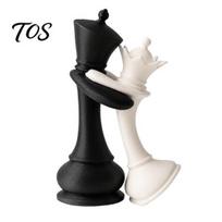 Black White Chess Decor King Queen Piece Figurine, 3D Printed Couple Statue, PLA Decoration for Anniversary Wedding Party Desk
