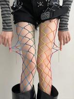Punk Fishnet Stockings Y2K Accessories Girl Sexy Large Mesh Colorful Tights Gothic Lolita Pantyhose Female Jk Long Socks One Size