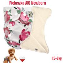 Pieluszka wielorazowa aio newborn kieszonka bambus piwonie nappime