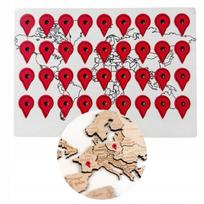 Pinezki do map drewnianych 36 szt. geo tagi z taśmą dwustronną 1,5 x 1 cm