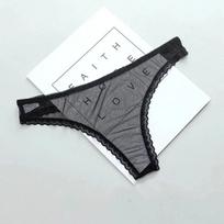 Sexy Transparent Thong Panties Women Lace See Through Crotch Mesh Bottom Sexy Seamless Low-Rise T-Pants Underwear One Size&As Picture