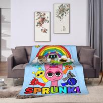 Cartoon Sprunki Incredibox Game Blankets Flannel Spring/Autumn Breathable Soft Throw Blanket for Sofa Outdoor Plush Thin Quilt Size: 75*100cm, Weight: 230 GSM