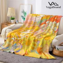 Sunny Cat Floral Collage Flannel Blanket Warm Soft Halloween Christmas Couch Warm Cozy Decorative Decor Gift for All Season Size: 75*100cm, Weight: 230 GSM