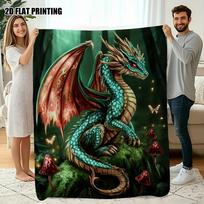 Fantasy Dragon Print Flannel Blanket – Vibrant, Cozy & Machine Washable Throw for Home, Office or Travel Size: 75*100cm, Weight: 230 GSM