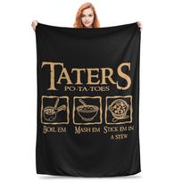 Em Taters Potatoes Recipe Boil Mash Stick Stew Blanket Soft Warm Flannel Throw Blanket Cover for Bed Picnic Travel Home Couch Size: 75*100cm, Weight: 230 GSM