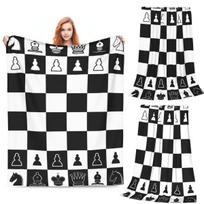 Chess Board Black And White Grid Checkered Blankets Soft Warm Flannel Throw Blanket Bedding for Bedroom Picnic Travel Home Couch Size: 75*100cm, Weight: 230 GSM