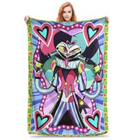Fizzaroli Helluva Boss Animated Horror Musical Blankets Warm Fleece Sofa Throw Blanket for Home Bedroom Throws Bedspread Quilt Size: 75*100cm, Weight: 230 GSM