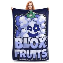 Flannel Throw Blanket Blox Fruits Gaming Game Robloxx Warm Plush Blankets Soft Bedspread for Bed Living room Home Picnic Couch Size: 75*100cm, Weight: 230 GSM