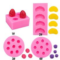 4 vnt., 3D silikoninė vaisių šokolado forma - imitacija braškių, mėlynių ir mandarinų saldainių forma „pasidaryk pats“ tortų dekoravimui ir kepimui 4pcs