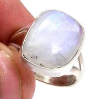 Natural Rainbow Moon Stone Gemstone Handmade 925 Sterling Silver Ring S.6 m2L42