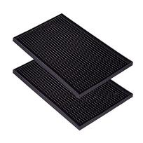 Bar Mat PVC Heat Insulation Drain Pad Black Bar Countertop Spill Mat for Bar Kitchen Restaurant