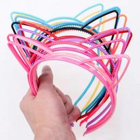 12 vnt. Plastikinis, Katės ausys, Plaukų lankelis, Vaikams, Mielas, Kačiukas, Išorinis, Plaukų lankelis, Dantis, Vienspalvis pink