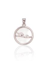 Sidabrinis pakabukas Paukščiai su perlamutru ir cirkoniais – 925 sidabras, rodžio danga